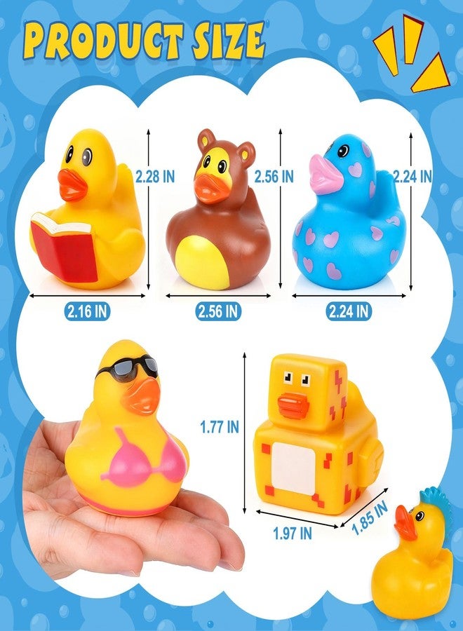 VISRIE 60 Pcs Rubber Ducks in Bulk, Assortment Ducks for Jeeps, Bulk Ducks for Toddler Bath Toys Kids Pool Toys Birthday Gifts Party Favors - Image 3